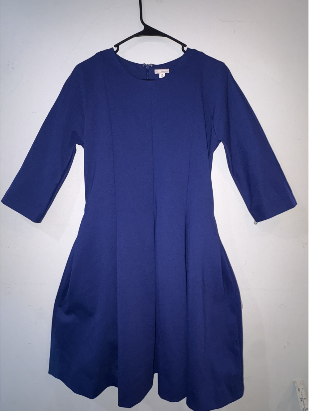 Gap Navy Blue Fit & Flare Dress Size 10 with 3/4 Sleeves